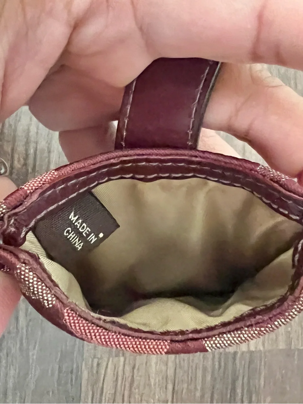 Coach Burgundy Signature Jacquard Phone Sleeve with Snap